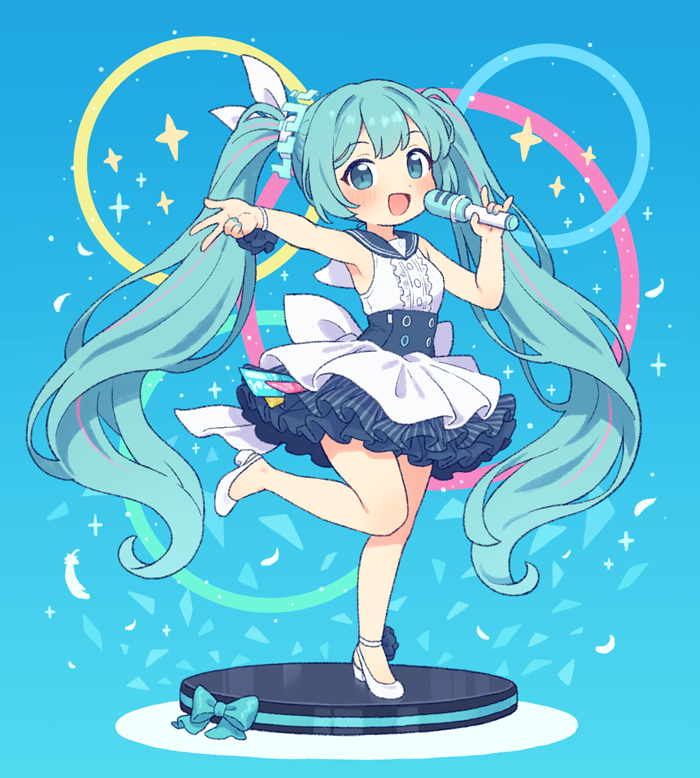 1girl, :d, blue_archive, blue_eyes, blue_hair, blue_sailor_collar, bow, commentary