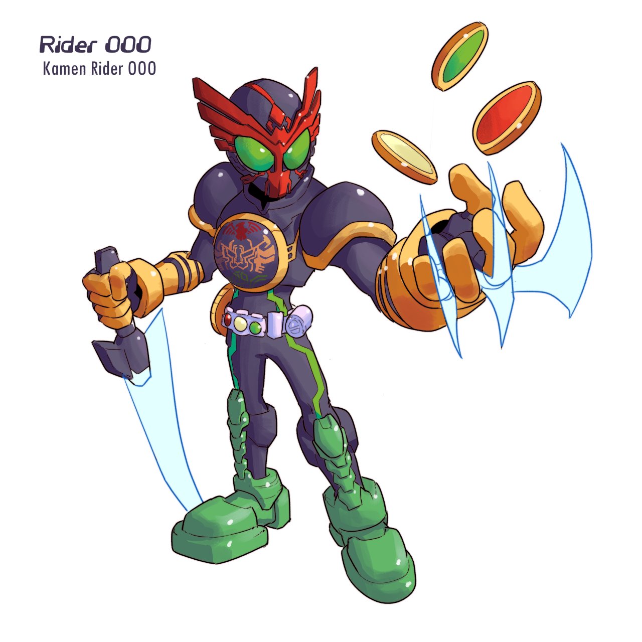 1boy, armor, black_armor, black_bodysuit, black_helmet, bodysuit, claw_(weapon), core_medal