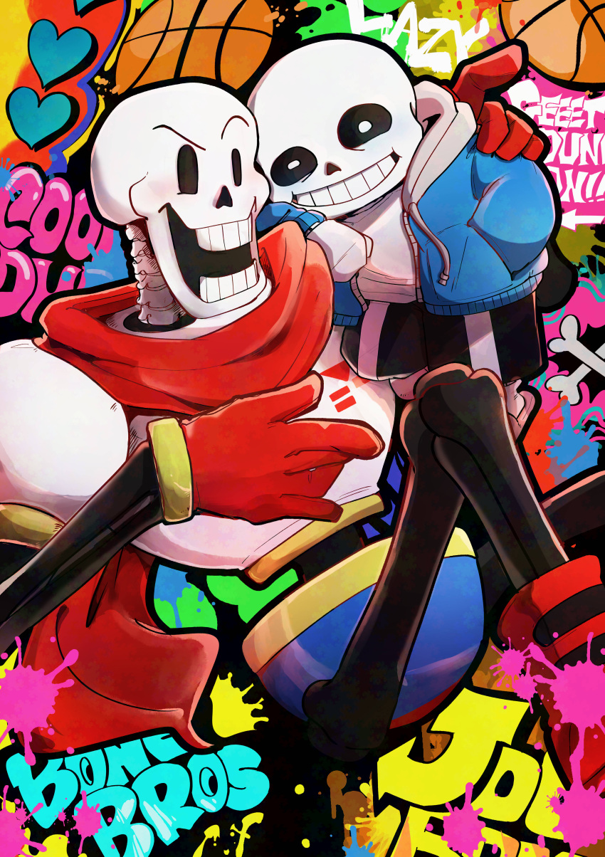 2024, 2boys, 2d, absurdres, arm_on_another's_shoulder, armor, black_shorts, blue_jacket