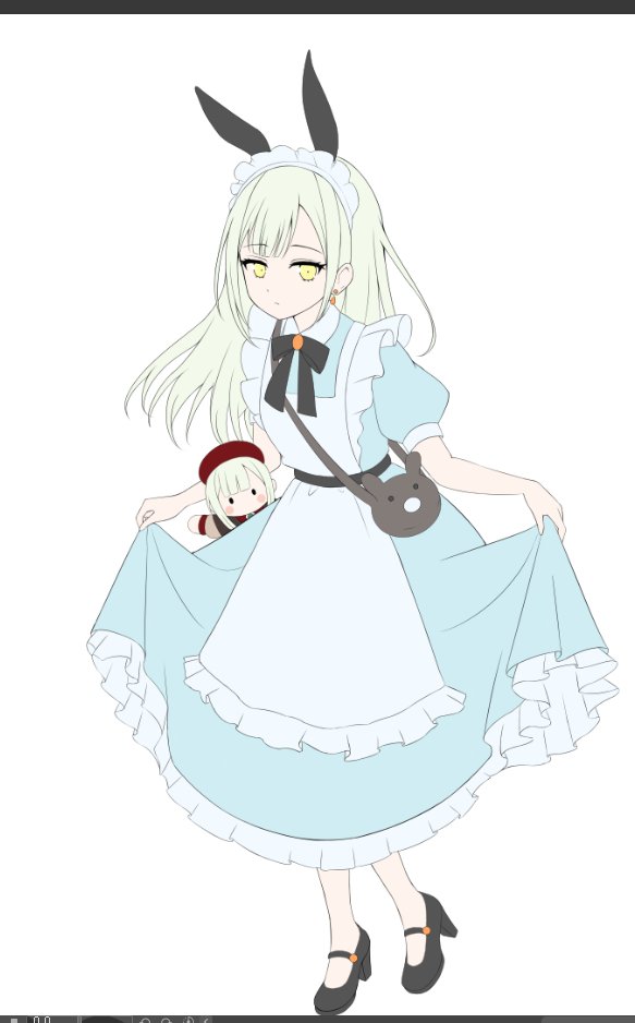 1girl, alice's_adventures_in_wonderland, alice_(alice_in_wonderland), alice_(alice_in_wonderland)_(cosplay), alternate_costume, animal_bag, animal_ears, apron