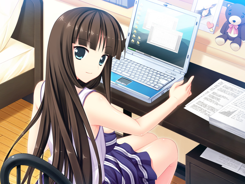 black_hair, game_cg, laptop, mecha-con!, narusawa_sora, sakurajima_moe
