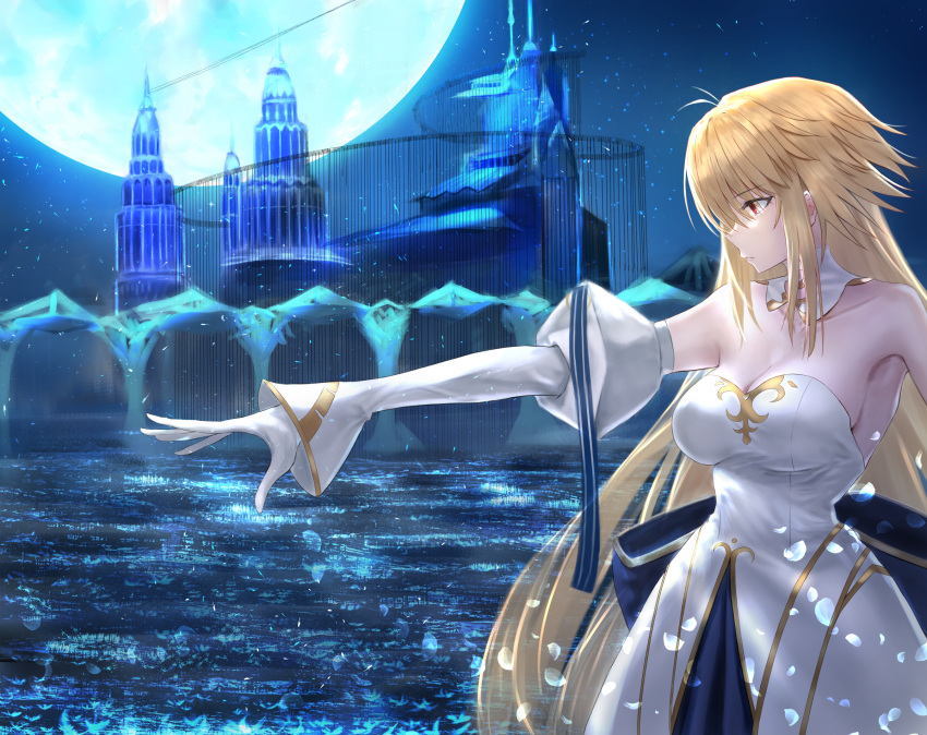 1boy, 1girl, archetype_earth, arcueid_brunestud, blonde_hair, breasts, dress, fate/grand_order