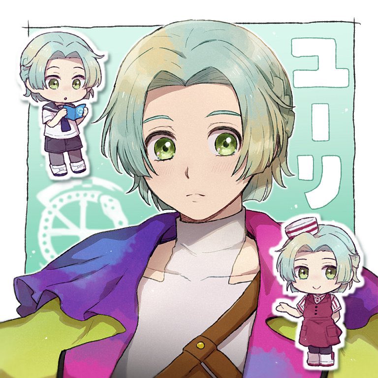 1girl, chiimako, closed_mouth, detached_hood, gloves, gnosia, gradient_clothes, gradient_shirt