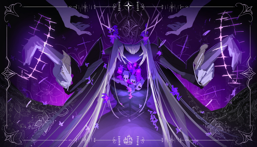 1girl, alternate_universe, bad_end, black_dress, crown, doll, dress, faceless