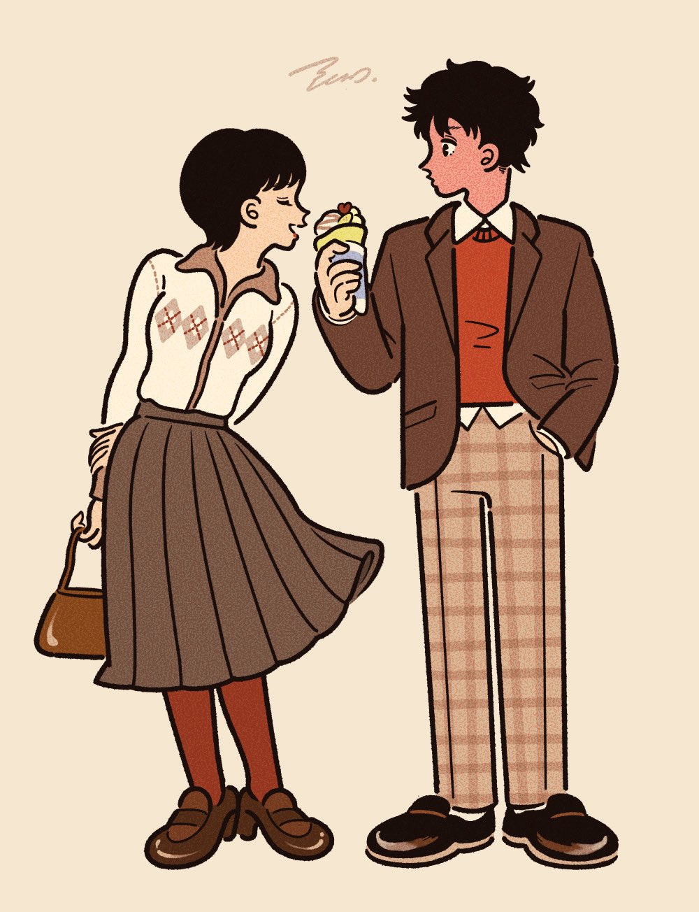 1girl, 3kaku_illust, bag, black_eyes, black_hair, black_shoes, blazer, brown_bag