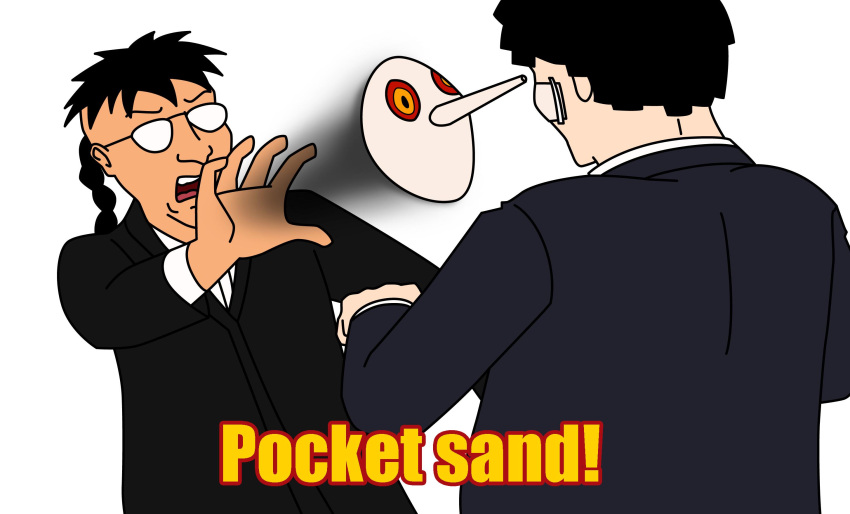 2boys, bandage_on_face, bandages, black_hair, character_request, glasses, hagiwara_ikuto, highres