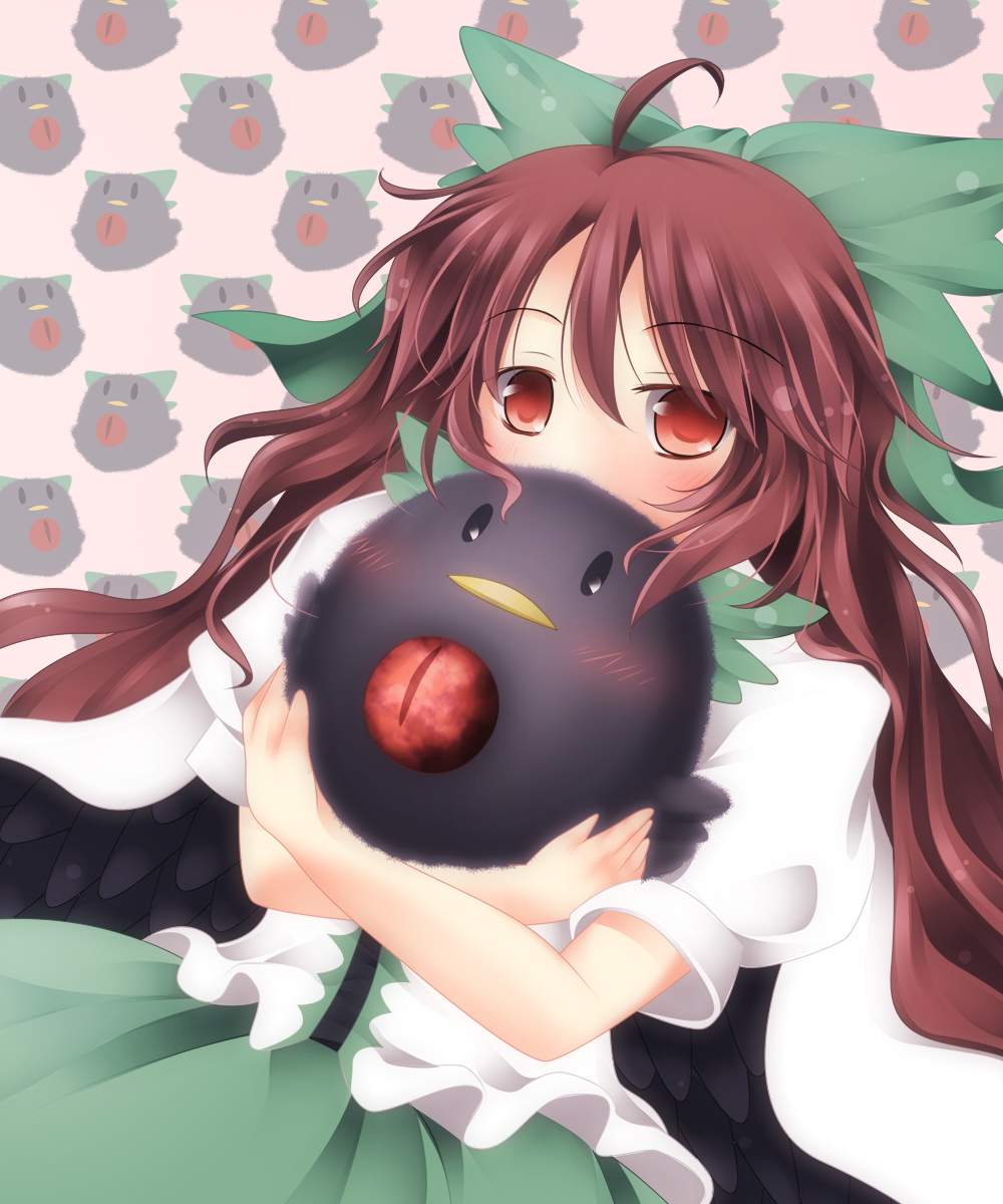 bird, blush, bow, brown_hair, bunchin_(siso_junzy), cape, hair_bow, highres