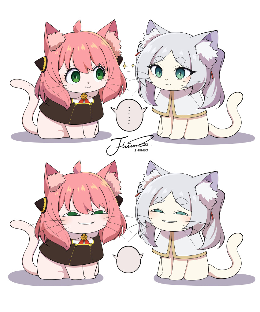 ..., 2girls, :3, absurdres, ahoge, animal, animal_ear_fluff, animal_ears