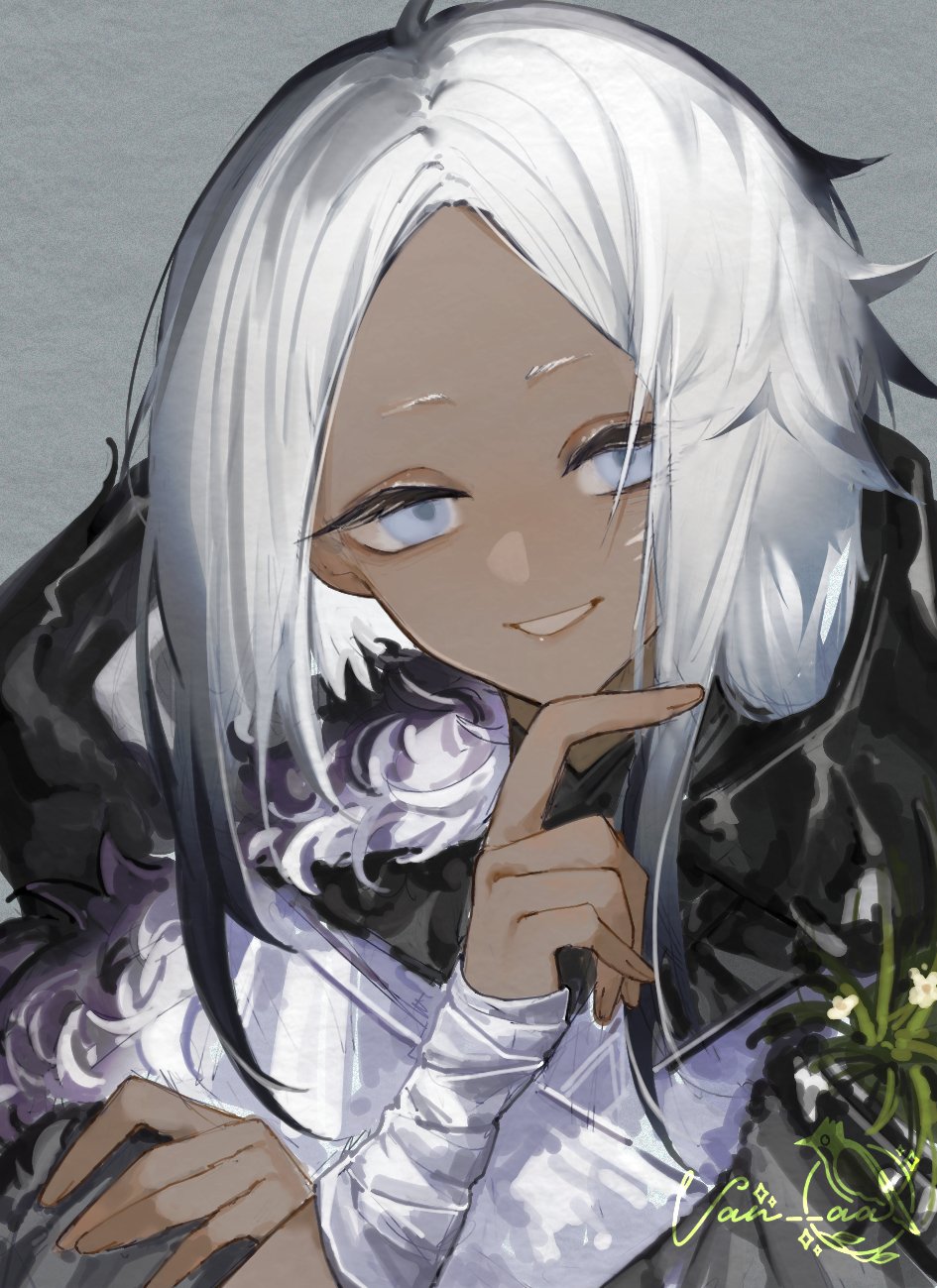 1girl, arknights, bird_girl, blue_eyes, commentary, dark-skinned_female, dark_skin, deep.au