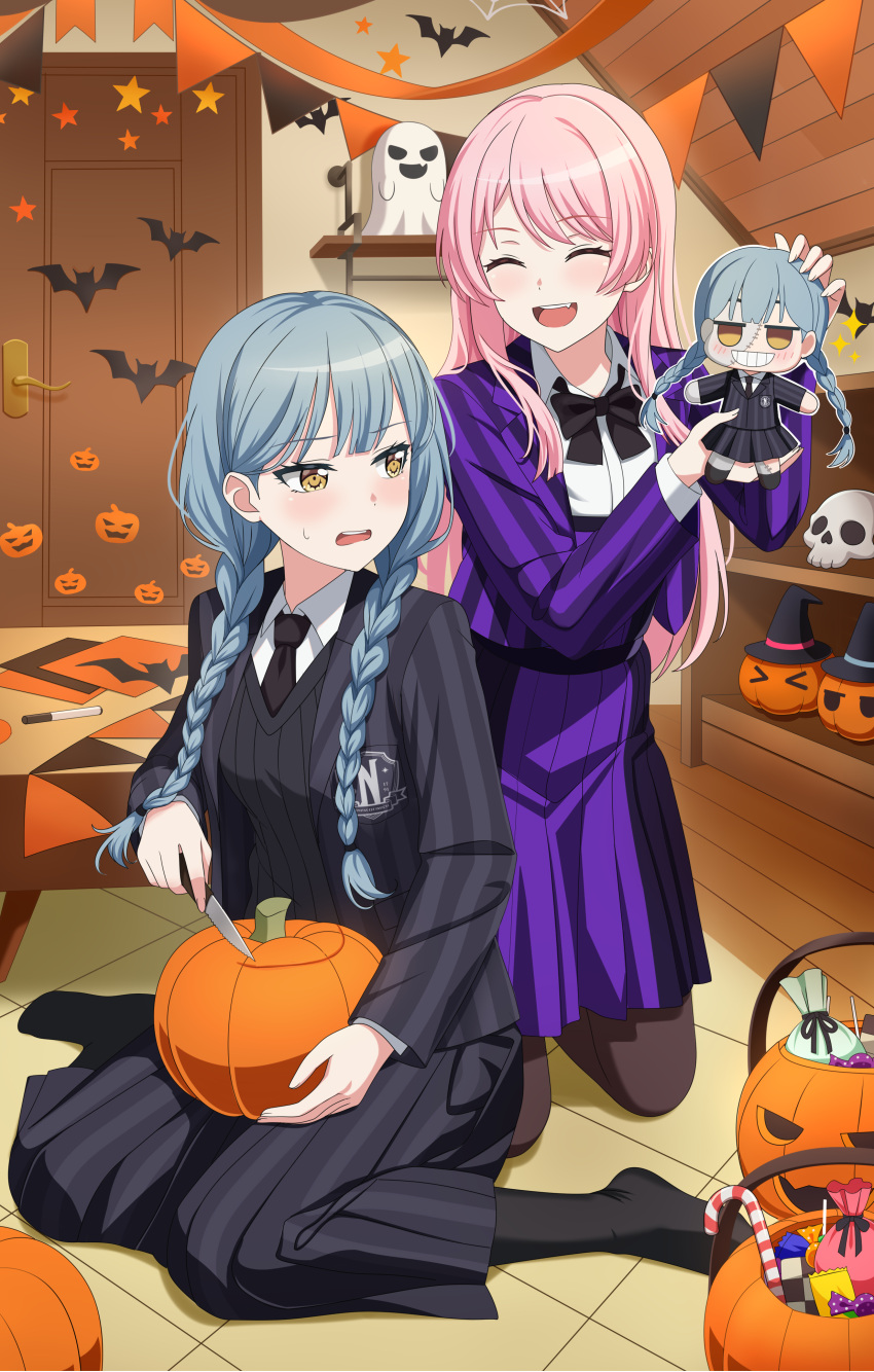 2girls, absurdres, bang_dream!, bang_dream!_it's_mygo!!!!!, black_bow, black_bowtie, black_jacket, black_necktie