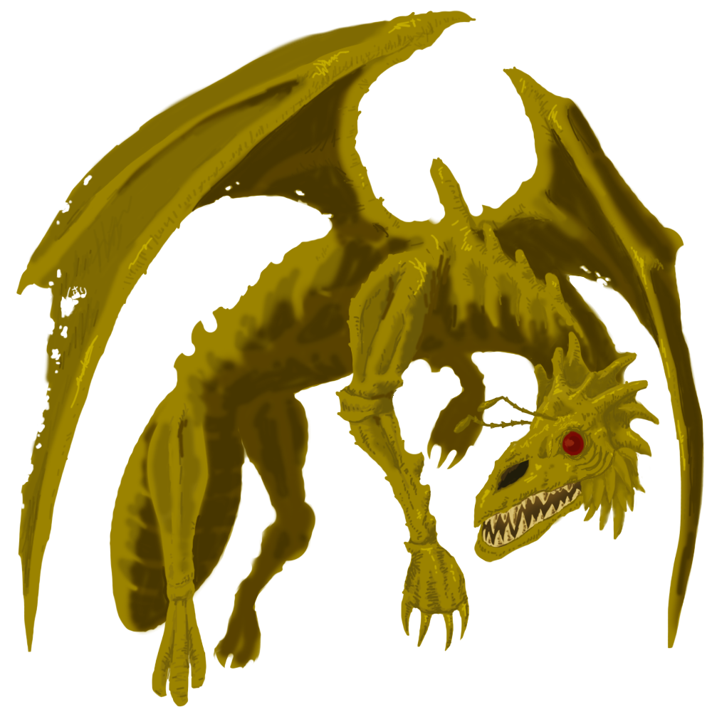 byakhee, call_of_cthulhu, commentary_request, cthulhu_mythos, mixed-language_commentary, monster, no_humans, open_mouth, red_eyes, sharp_teeth, simple_background, slash_sai_430, solo, teeth, white_background, wings, yellow_claws