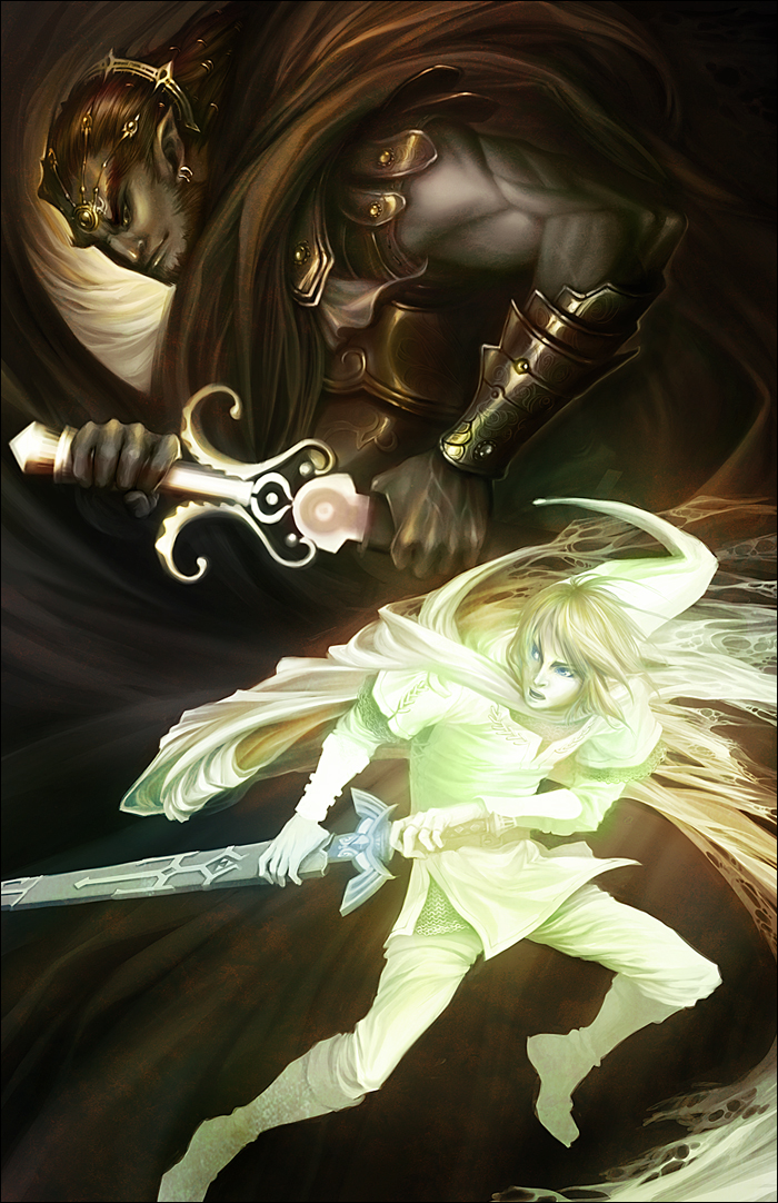 2boys, ganon, link, lone-momo, multiple_boys, sword, the_legend_of_zelda, weapon