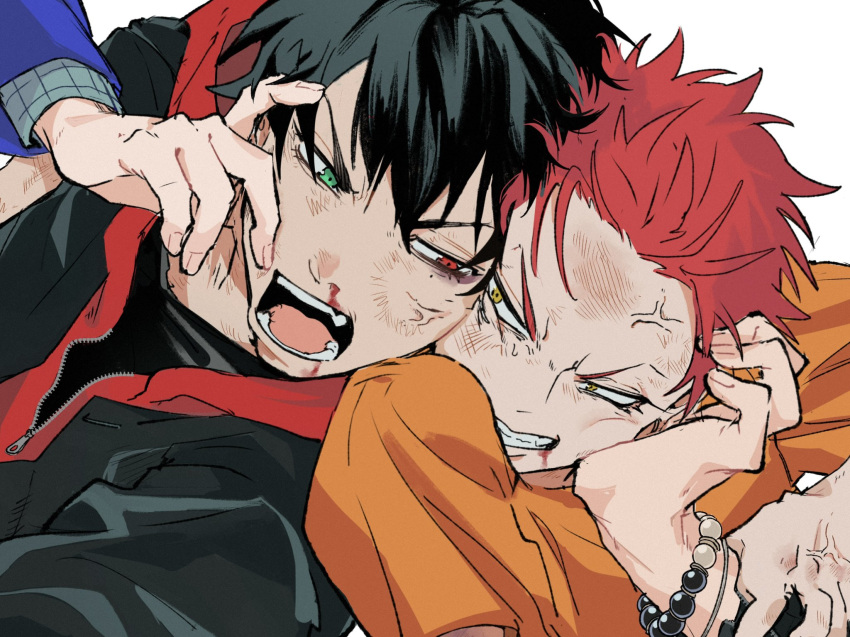 4boys, anger_vein, aohitsugi_samatoki, aohitsugi_samatoki_(tdd), az_toa, bead_bracelet, beads, black_hair