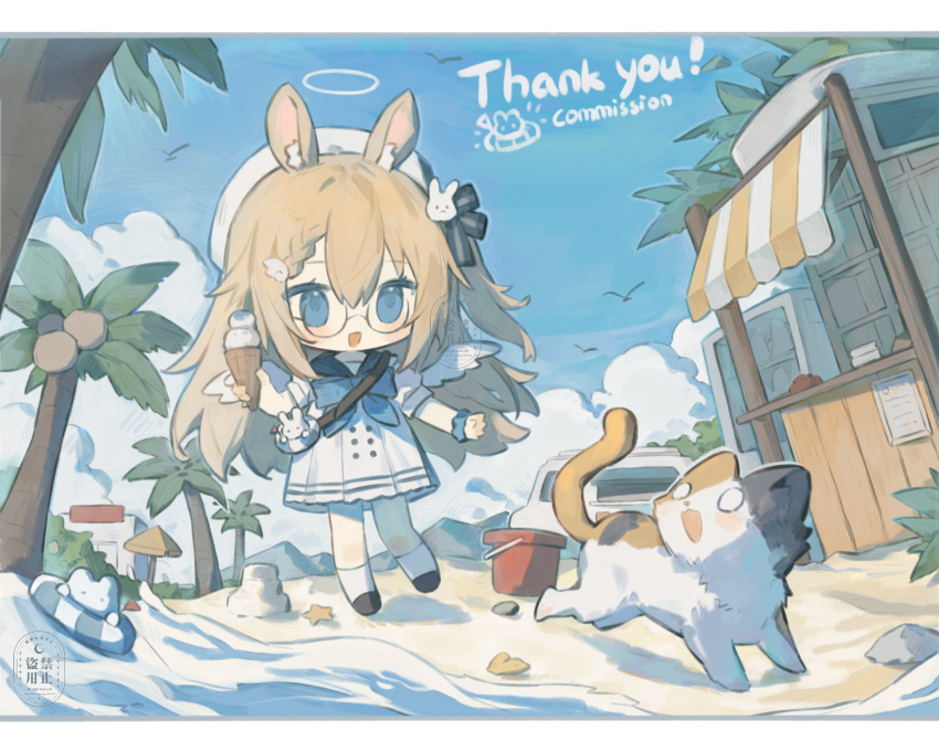 1girl, :d, animal_ear_fluff, animal_ears, black_ribbon, black_sailor_collar, black_shoes, blonde_hair