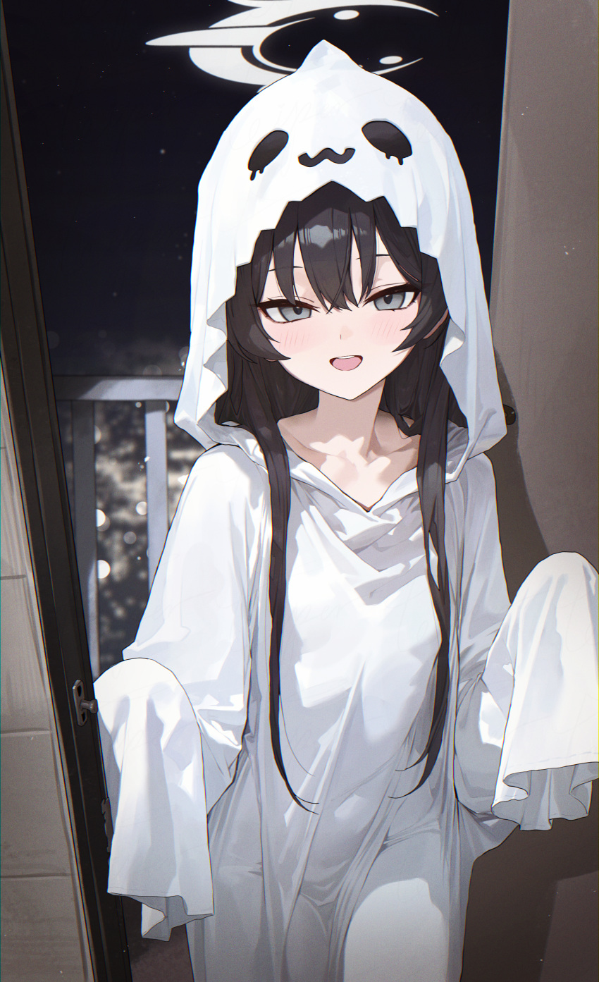 1girl, absurdres, alternate_costume, black_hair, blue_archive, blush, breasts, covered_groin