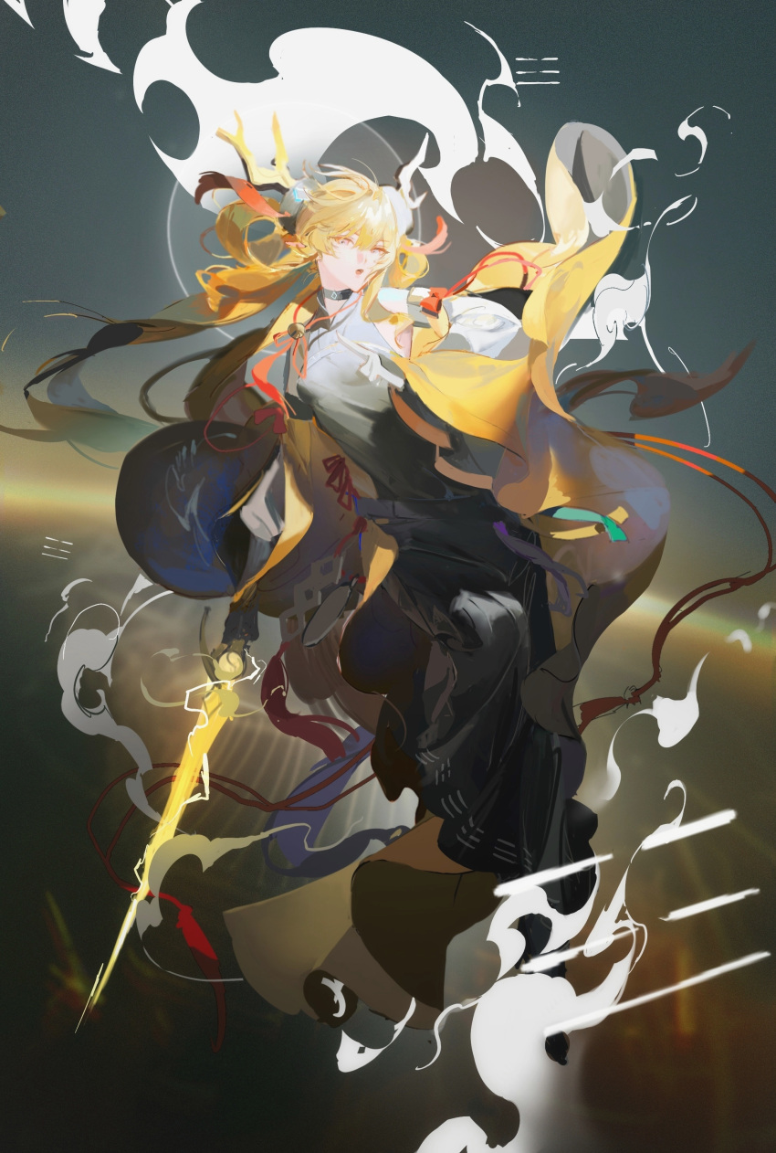1girl, absurdly_long_hair, absurdres, arknights, blonde_hair, chinese_clothes, heqing, highres