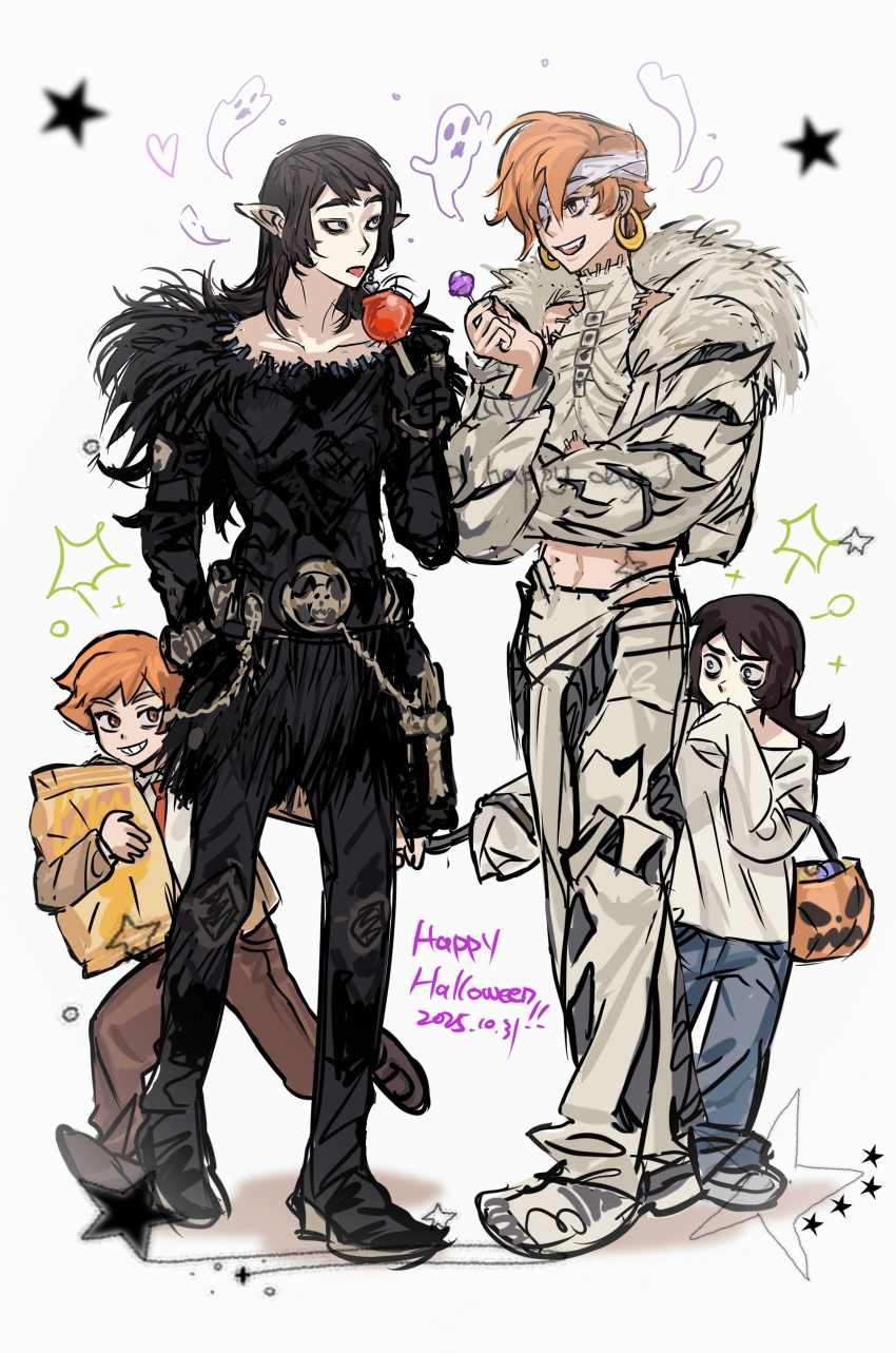 2boys, 2girls, abaddon_(haunted_hotel), abaddon_(human)_(haunted_hotel), absurdres, aged_up, bandaged_head, bandages