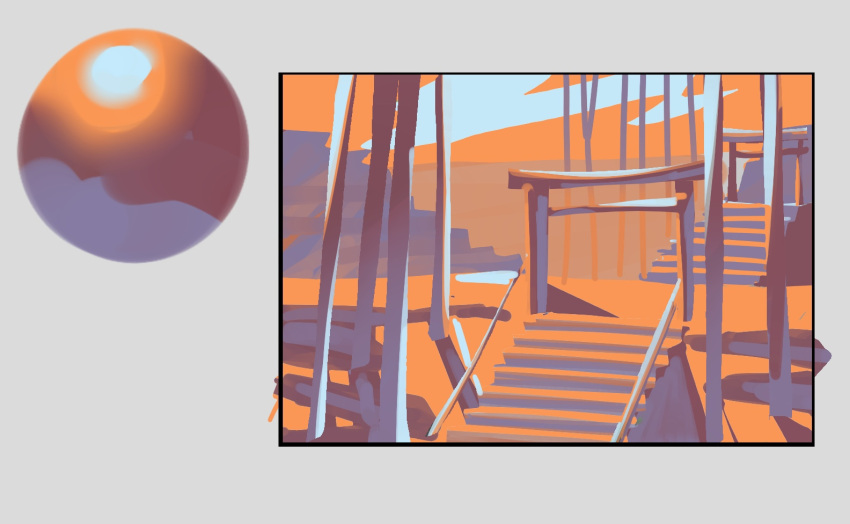 art_study, bamboo, bamboo_forest, black_border, border, forest, limited_palette, ma_someru