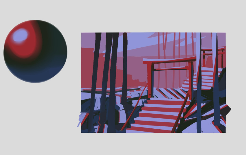 art_study, bamboo, bamboo_forest, border, dark, forest, highres, limited_palette