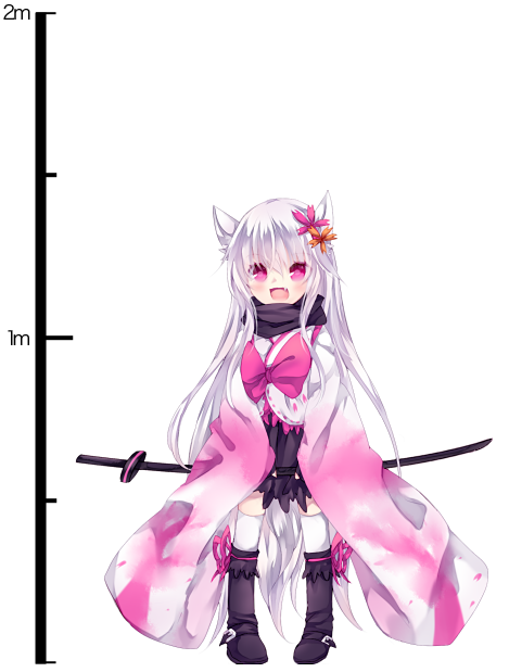 bad_id, blush, cat_ears, dress, fang, flower, hair_flower, hair_ornament, katana, long_hair, nonaka, open_mouth, original, pink_dress, pink_eyes, silver_hair, smile, solo, sword, thigh-highs, thighhighs, transparent_background, v_arms, very_long_hair, weapon, white_legwear, zettai_ryouiki