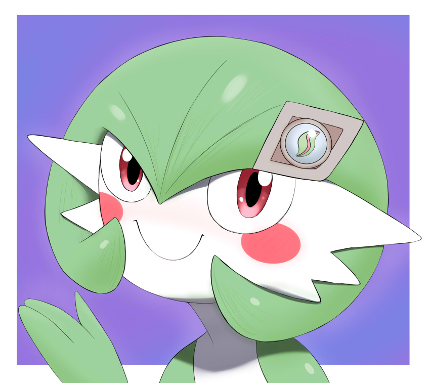 1girl, blush, blush_stickers, bob_cut, border, closed_mouth, colored_skin, commentary