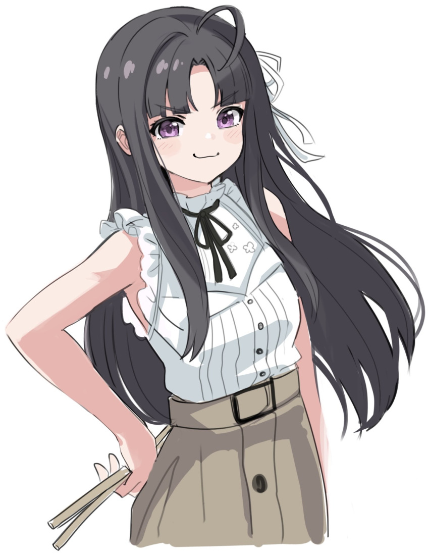 1girl, :3, ahoge, awa_subaru, black_hair, blush, closed_mouth, doroame_(ameyu)