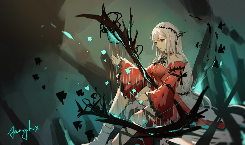 1girl, arknights, ascot, bare_shoulders, black_ascot, boots, breasts, clothing_cutout