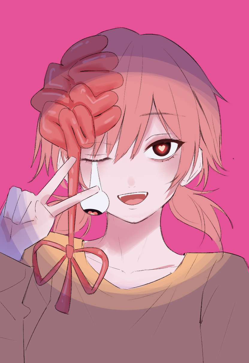 1girl, brain, brown_eyes, chainsaw_man, cosmo_(chainsaw_man), dangling_eye, exposed_brain, heart