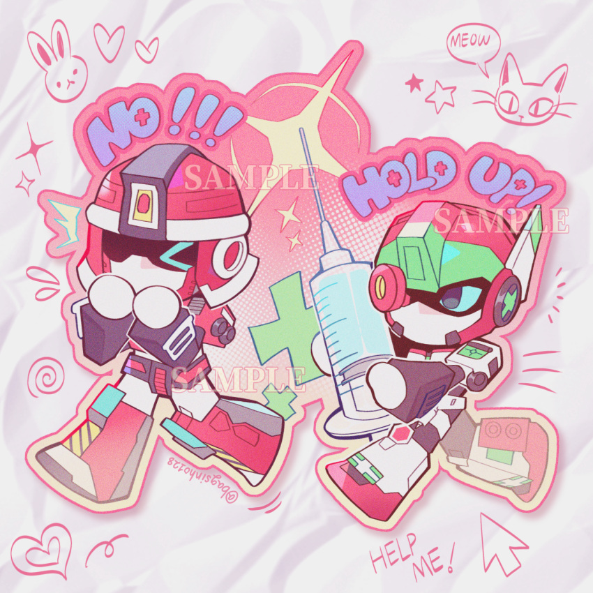 >_<, 2boys, bagsinho128, cat, chasing, chibi, chibi_only, commentary_request