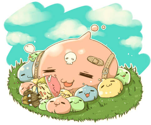 1boy, =_=, akari-tkn, angeling, bandaid, blonde_hair, brown_pants, closed_eyes