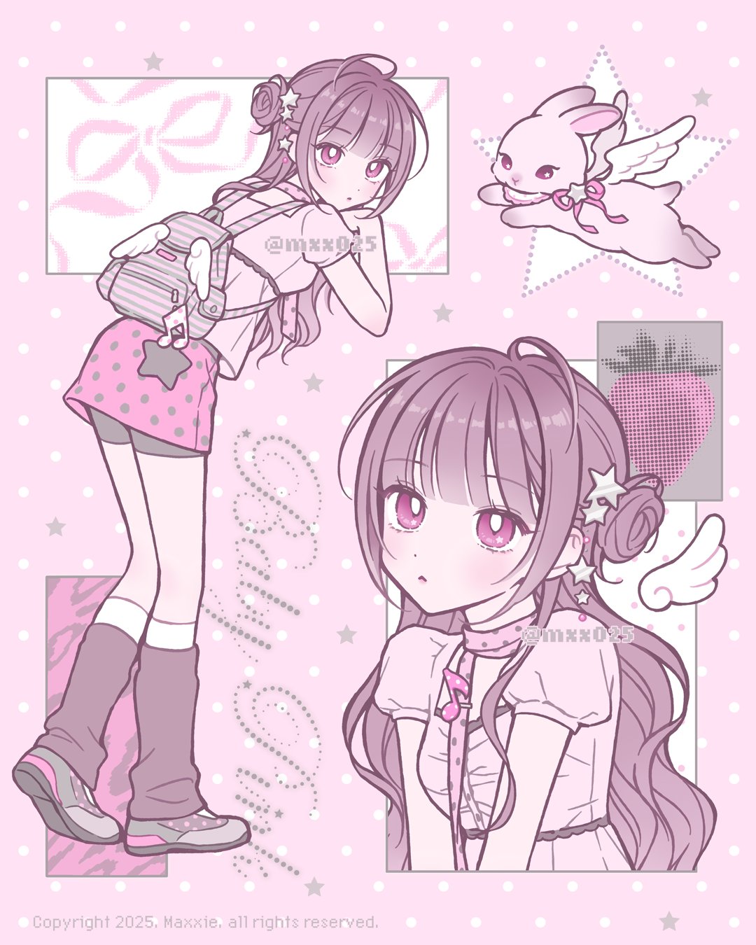 1girl, ahoge, backpack, bag, black_leg_warmers, blunt_bangs, bright_pupils, closed_mouth