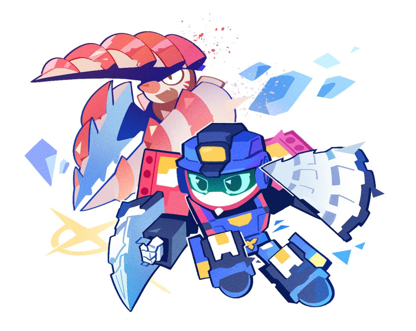 1boy, bradyclaph83904, chibi, crossover, drill, drill_hand, excadrill, full_body