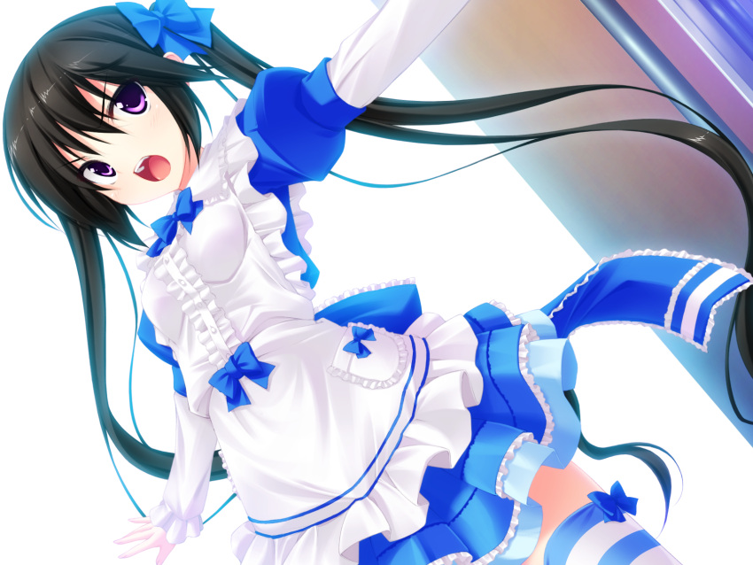 black_hair, game_cg, lolita_fashion, luna_lia, mecha-con!, purple_eyes, thigh-highs, thighhighs