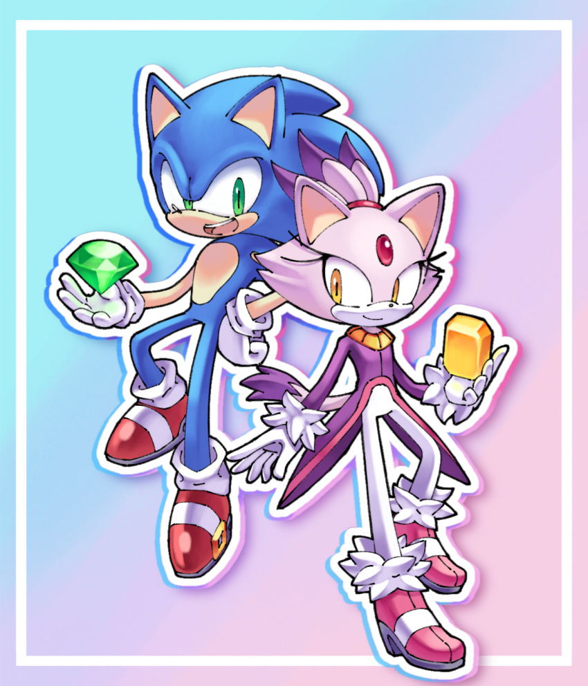 1boy, 1girl, alolana0825, animal_ears, blaze_the_cat, cat_ears, cat_girl, cat_tail