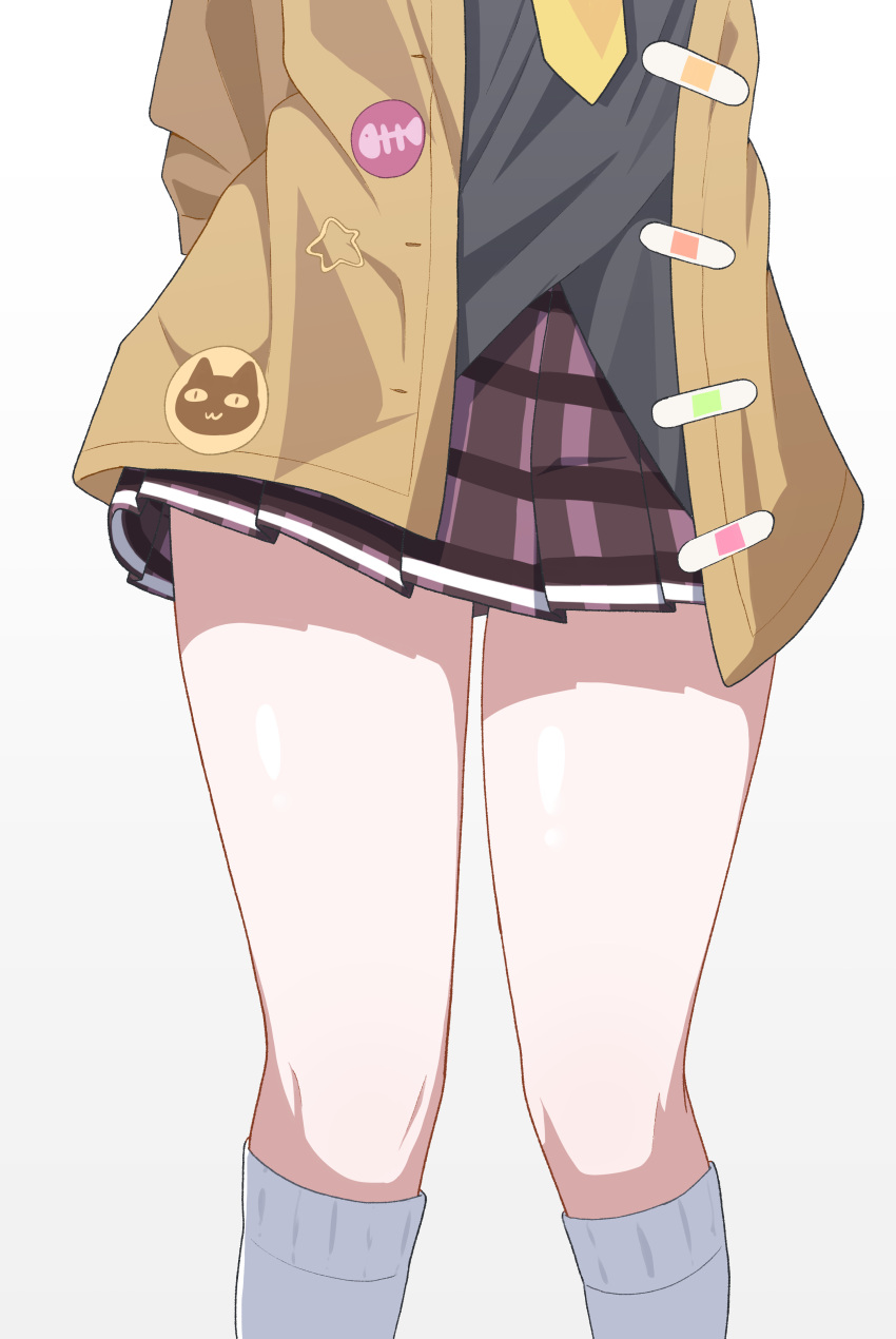 1girl, absurdres, aikawa_yuduki, arms_behind_back, bandaid, black_shirt, cardigan, commentary_request