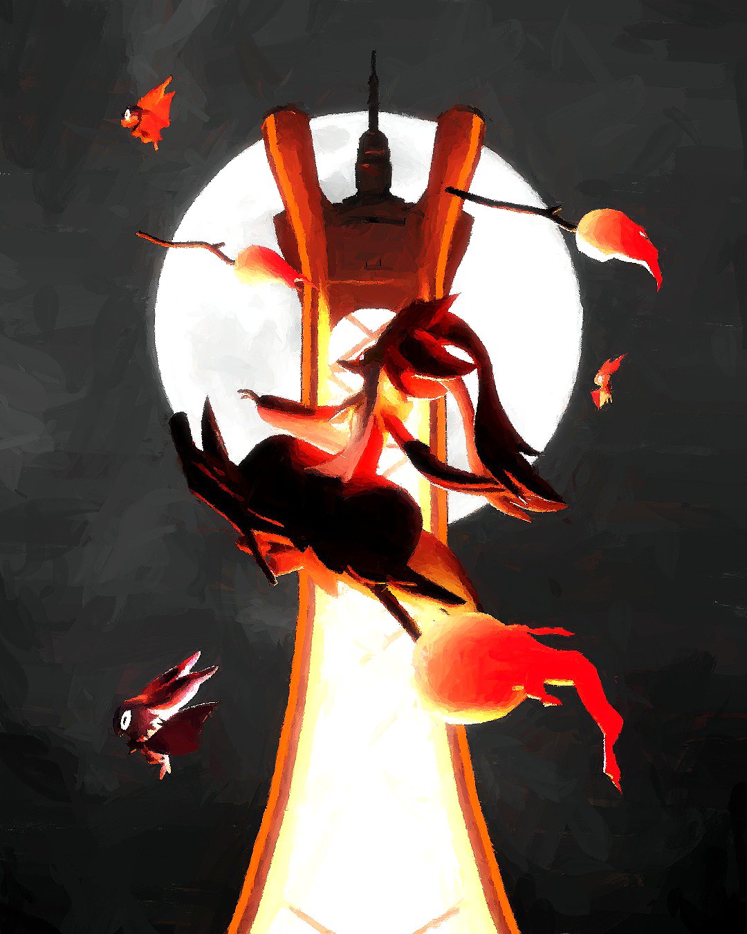 1other, animal_ears, animal_focus, bat_(animal), black_fur, broom, broom_riding, delphox