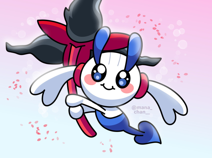 black_flower, blush, blush_stickers, floette, floette_(eternal), flower, highres, holding