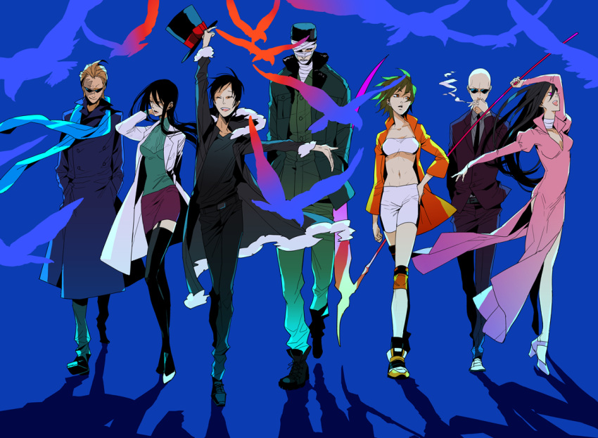 bandage, bird, black_hair, cigarette, closed_eyes, coat, durarara!!, eyes_closed