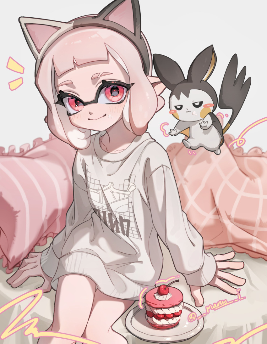 1girl, absurdres, animal_ear_hairband, animal_ears, cake, cat_ear_hairband, cat_ears, cherry