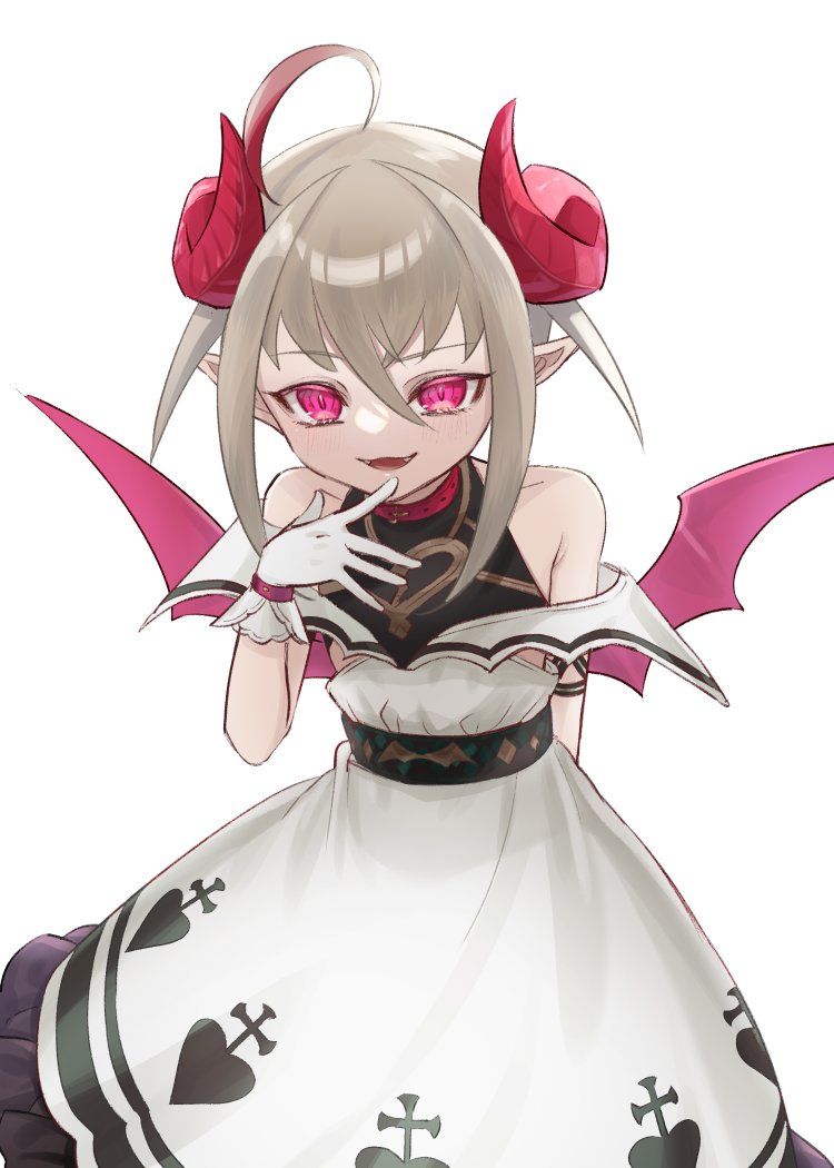 1girl, ahoge, bare_shoulders, belt_collar, blush, bracelet, broken_heart_print, collar