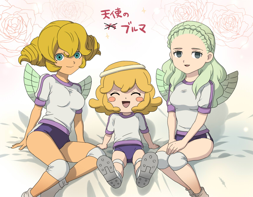 aiel, angel, angelo_cabrini, blonde_hair, blue_eyes, blush, breasts, buruma
