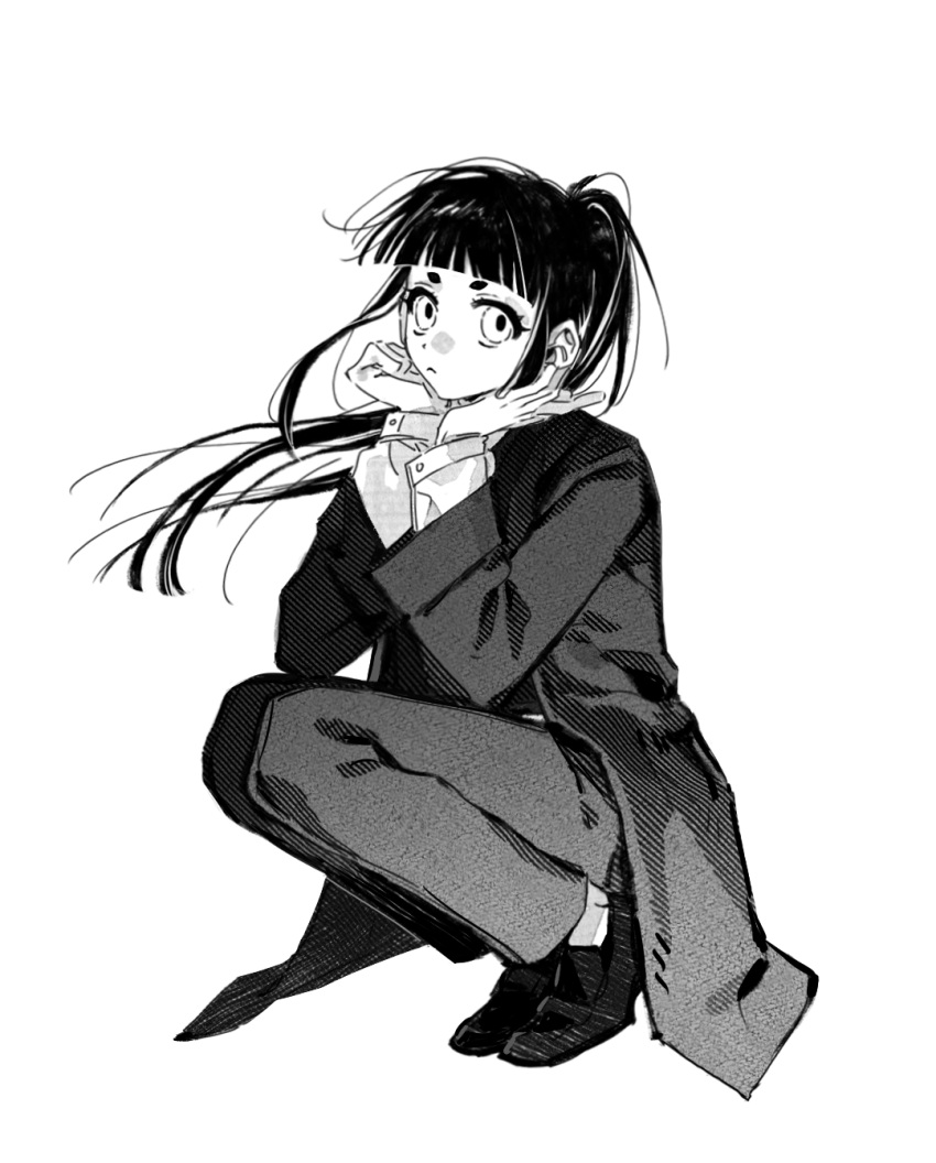 1girl, blunt_bangs, character_request, chinese_commentary, commentary, dress_shoes, floating_hair, full_body