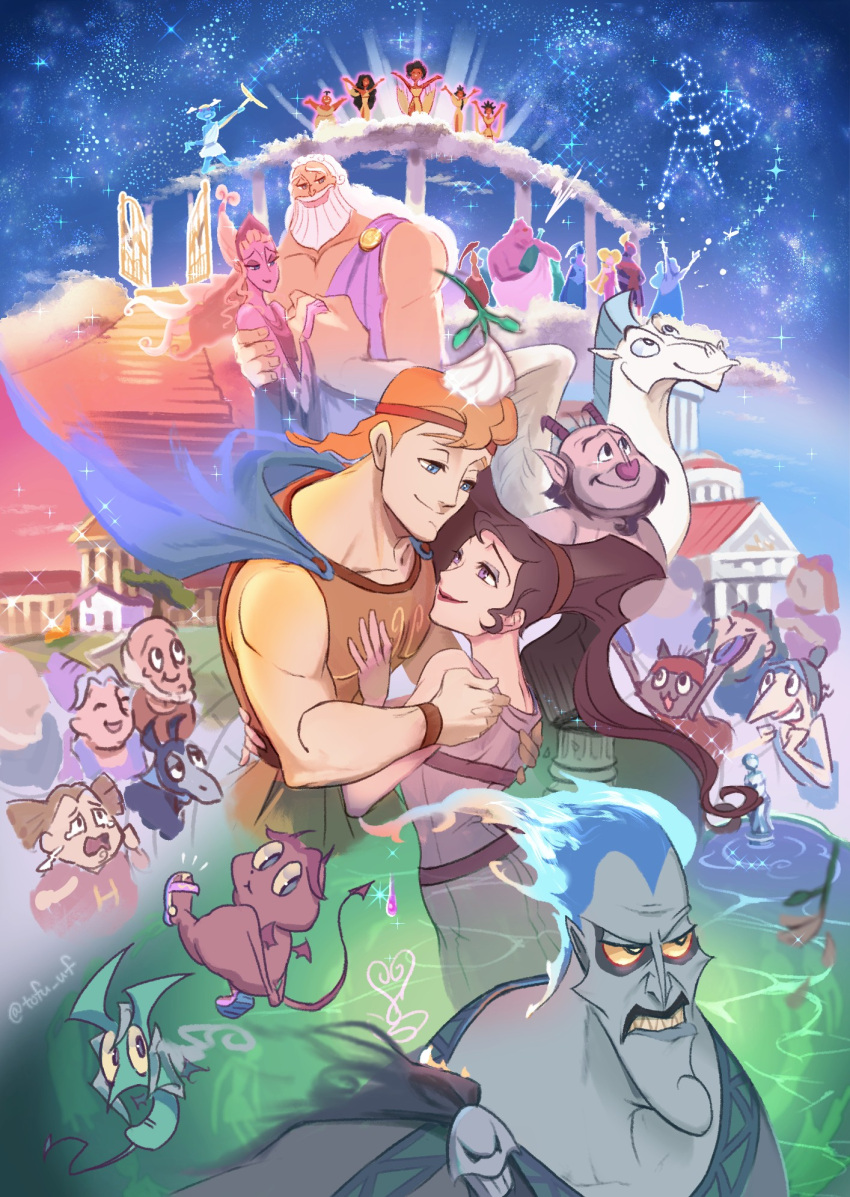 6+boys, 6+girls, ancient_greek_clothes, aphrodite_(disney), apollo_(mythology), ares_(mythology), athena_(mythology), blue_eyes