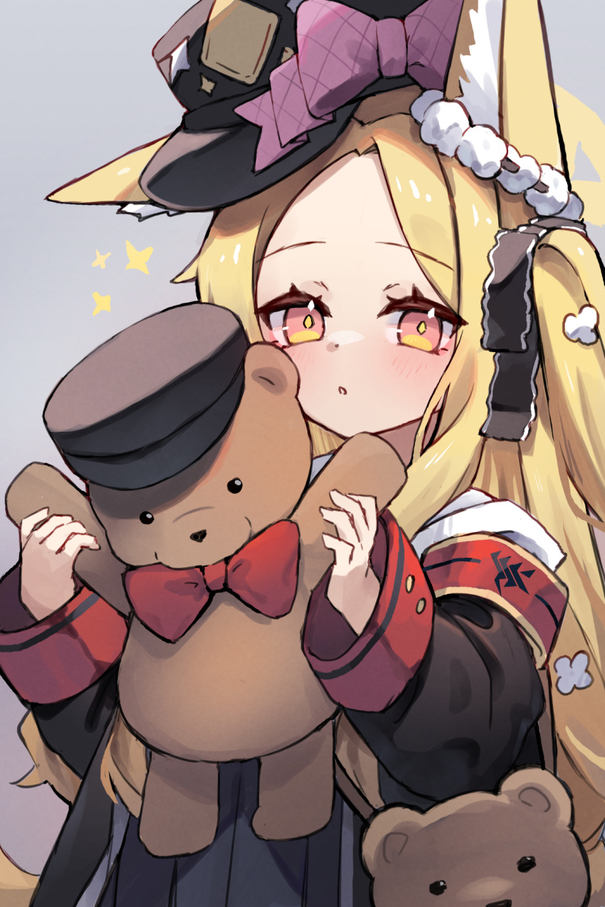 1girl, animal, animal_ear_fluff, animal_ears, animal_on_head, armband, black_coat, black_dress