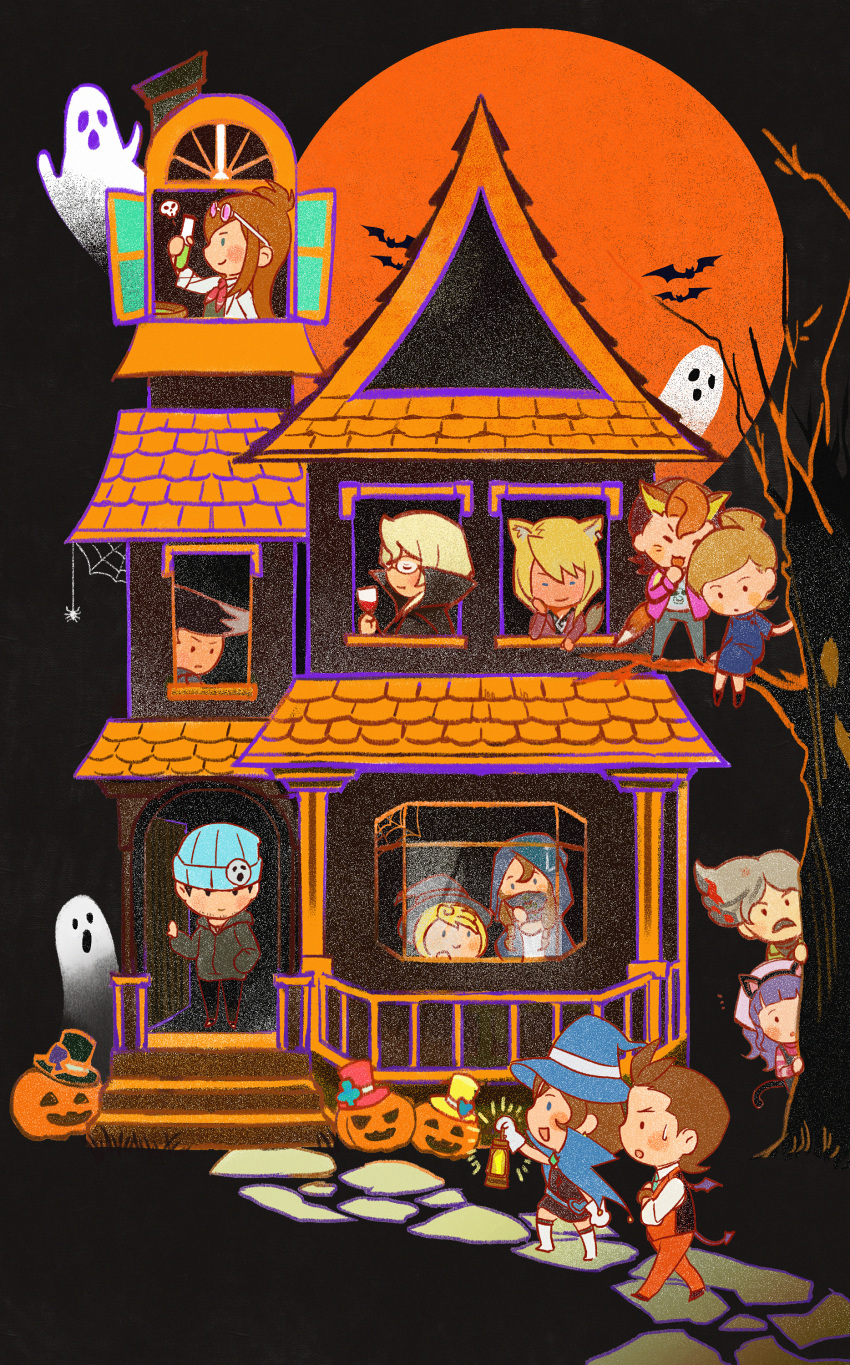 5girls, 6+boys, absurdres, ace_attorney, alita_tiala, animal_ears, antenna_hair, apollo_justice