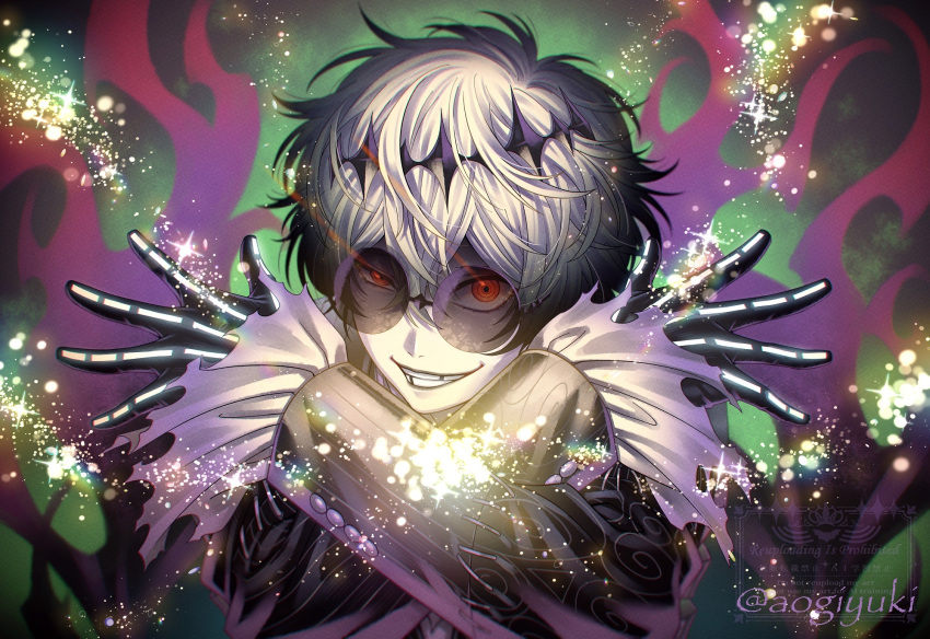 1boy, aogiyuki, black_crown, crown, diamond_hairband, gloves, highres, long_sleeves