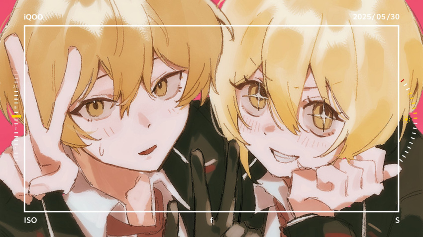1boy, 1girl, black_gloves, black_suit, blonde_hair, collared_shirt, couple, don_quixote_(project_moon)