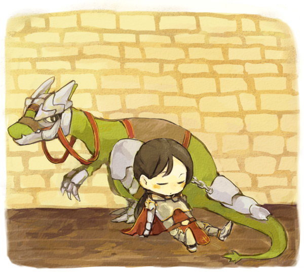 1girl, 91s, armor, armored_boots, barding, black_hair, boots, border