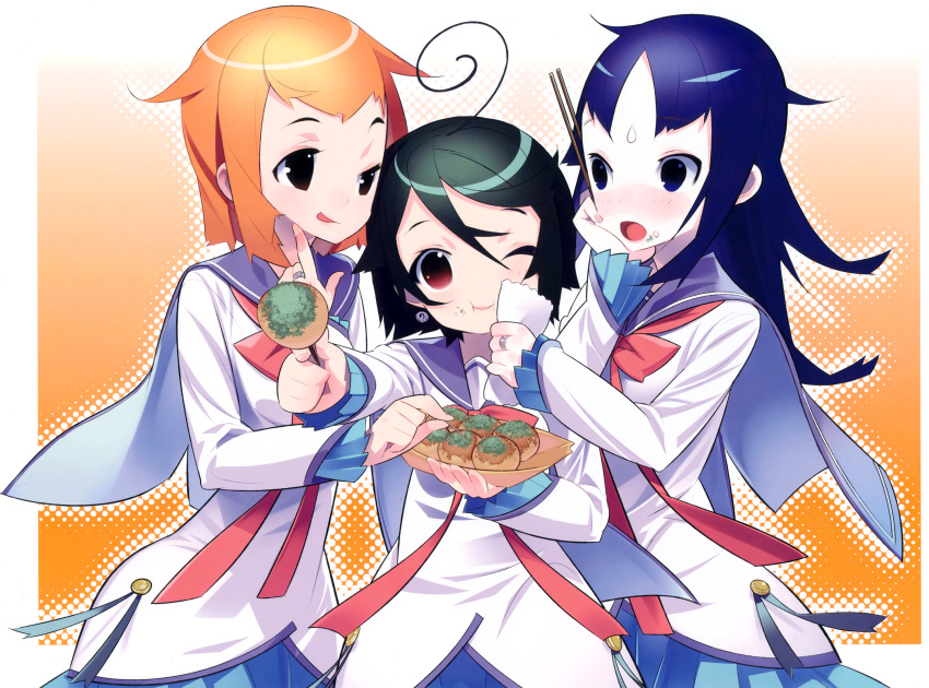 :t, ahoge, food, food_on_face, highres, kaoru_(kazumi_magica), kazumi_(kazumi_magica), mahou_shoujo_kazumi_magica