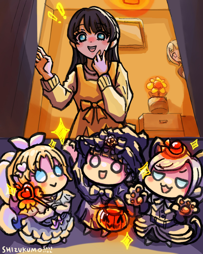 !, !!, 5girls, :>, :3, :d, absurdres, alternate_costume